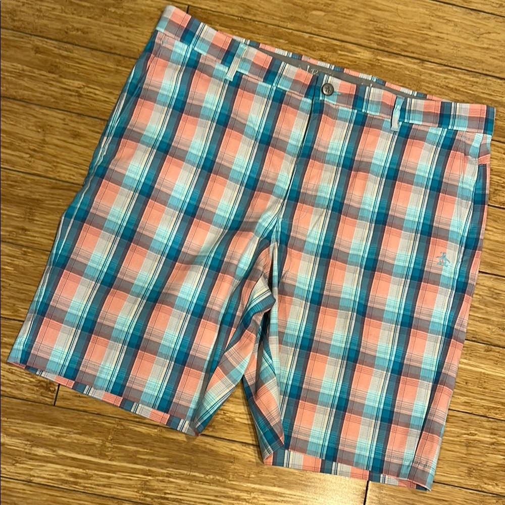 Original Penguin Eclectic Grandpa Preppy Plaid Performance Golf Shorts NWOT 30